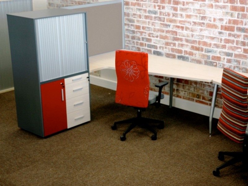 Clerical desk with combo storage